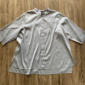 Eileen fisher 100% silk mandarin collar plus size blouse - size  2X